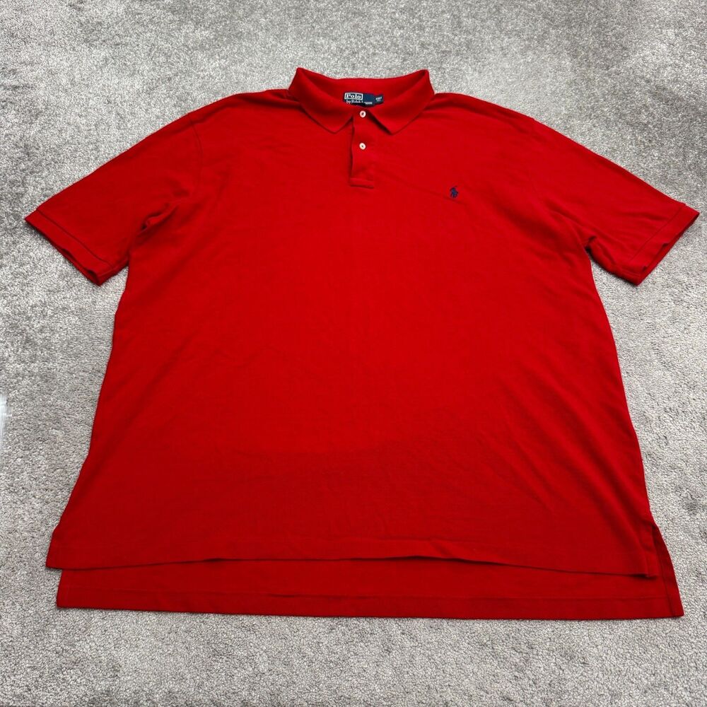 Polo Ralph Lauren Pique Short Sleeve Tennis Tail Polo Shirt Mens 4XLT Red Tall